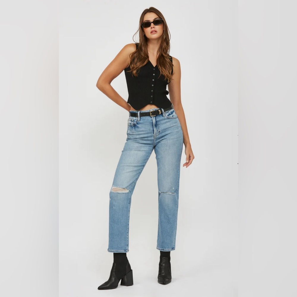 HIDDEN JEANS mid rise relaxed straight leg light wash
